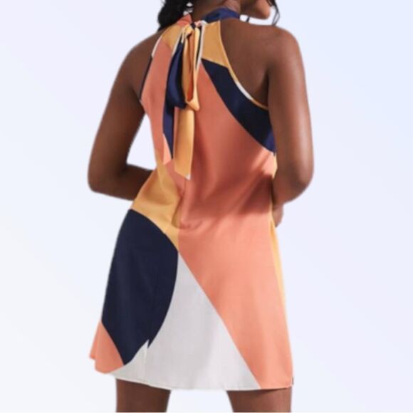 SHEIN NEW ISHAARAH TIE BACK COLOR BLOCK MINI DRESS SIZE MEDIUM - Picture 9 of 12